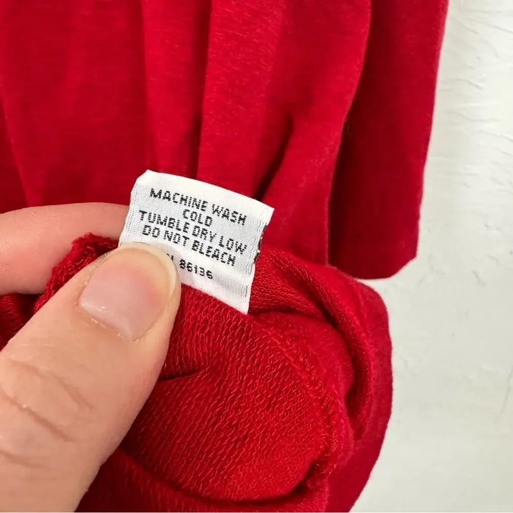 Bryn Walker Red Asymmetrical Hem Lagenlook Blouse Womens L Casual Long Sleeve
